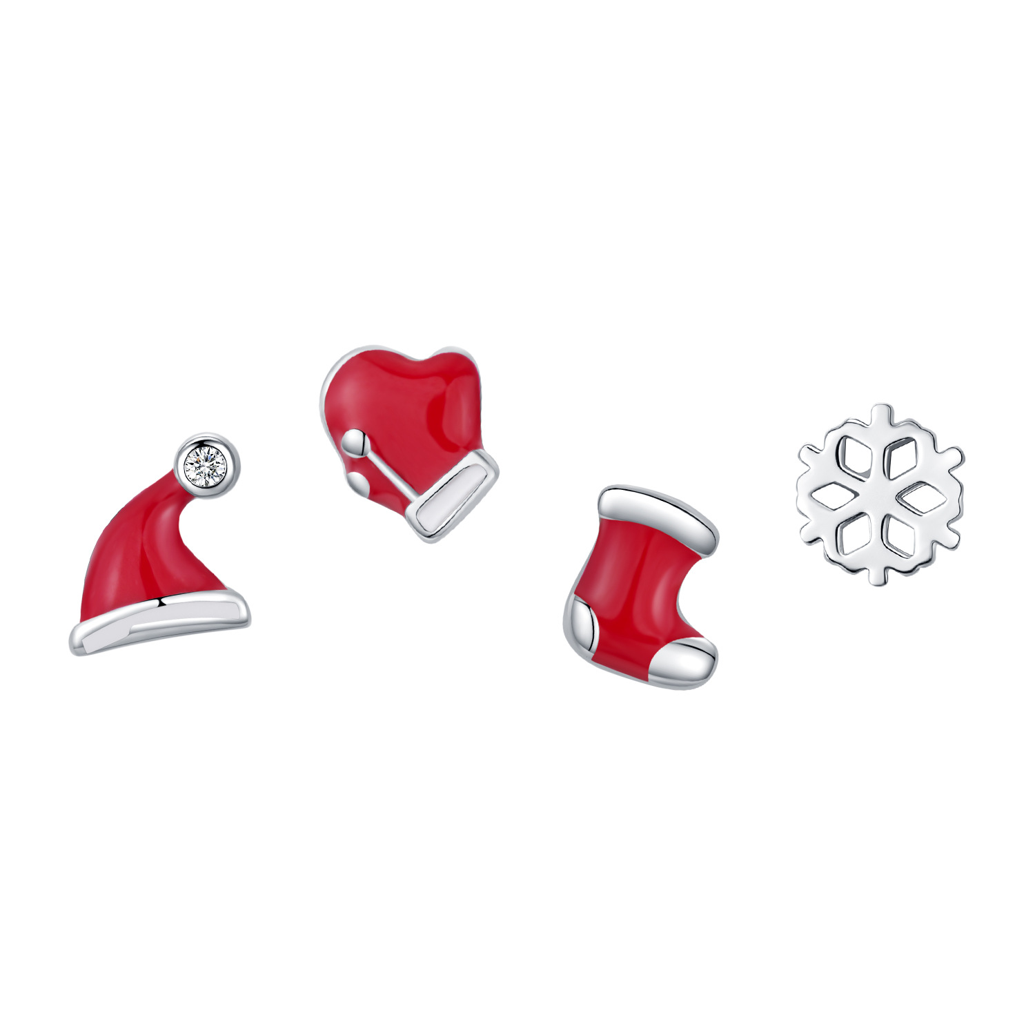 The S925 Silver Christmas Hat Snowflake Earrings Set - Image 5