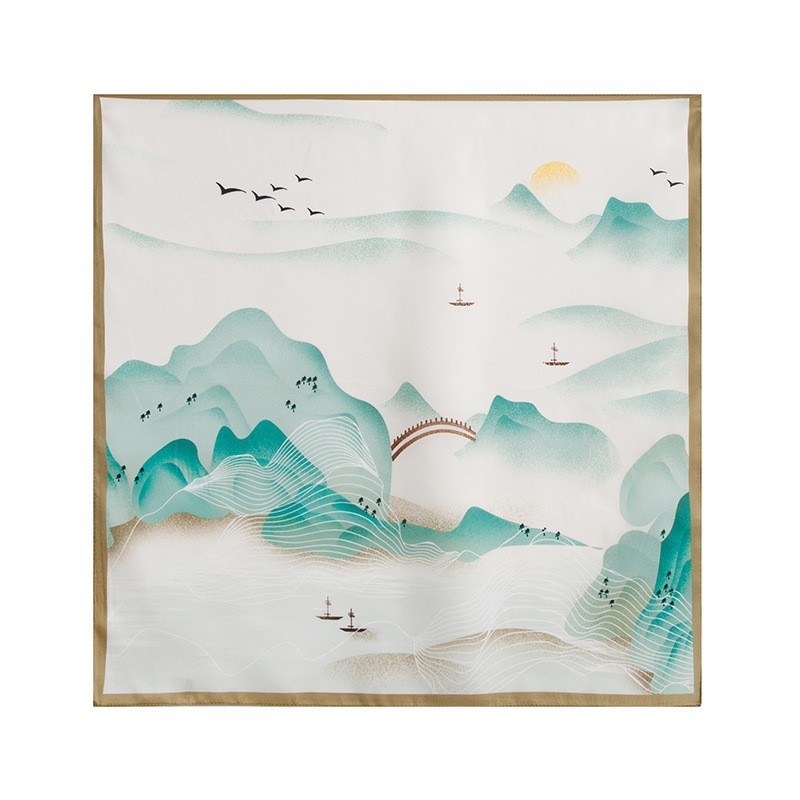 FHZ25-9790-2 Classical Landscape Painting Khaki