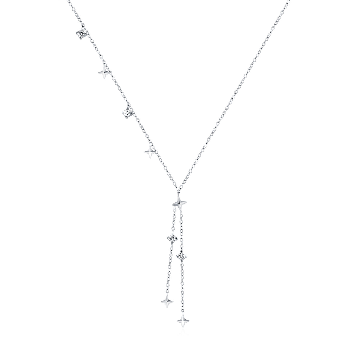 The S925 Silver Starry Tassel Y Chain Necklace - Image 5