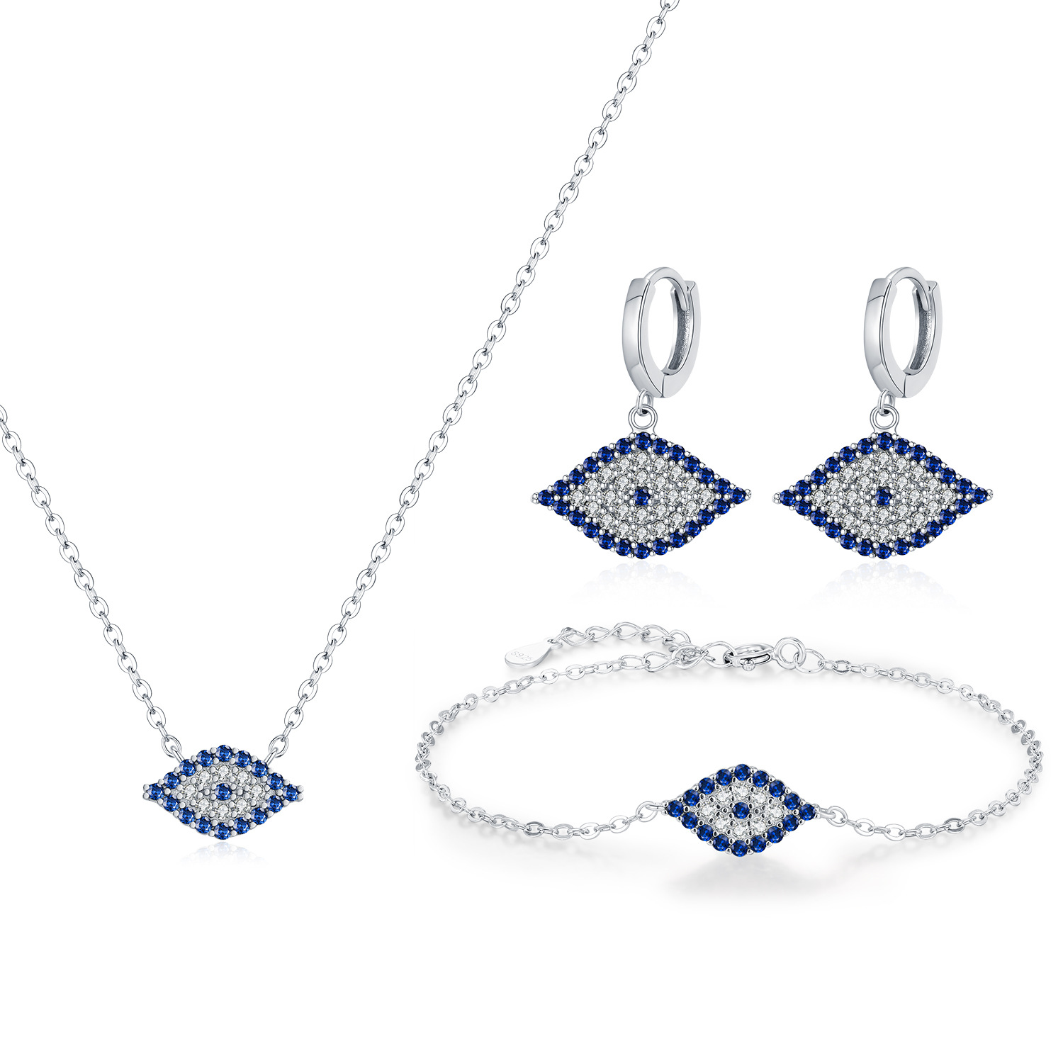 The S925 Sterling Silver Blue Eye Rhinestone Jewelry Set - Image 5