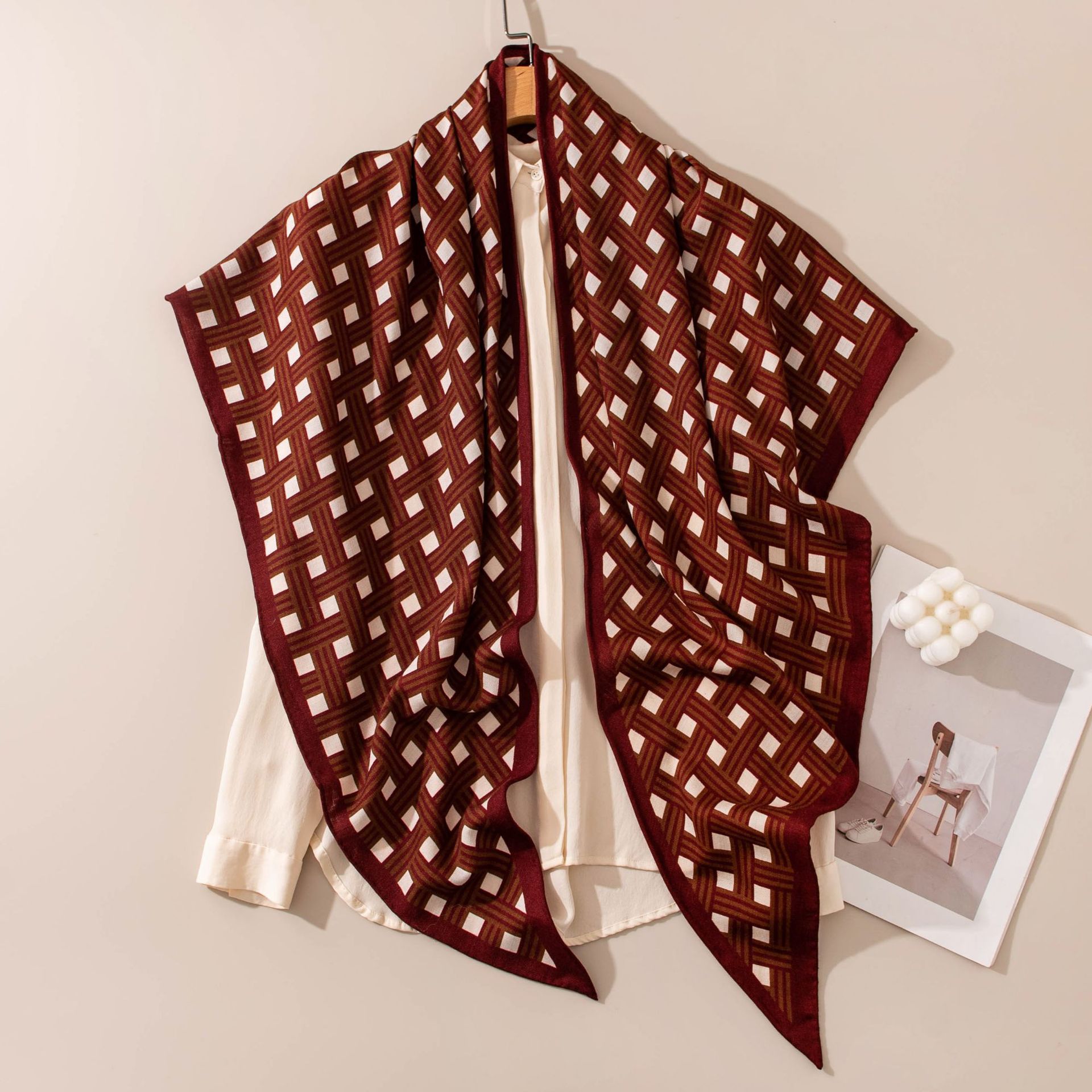 The Mulberry Silk Wool Plaid Triangle Scarf