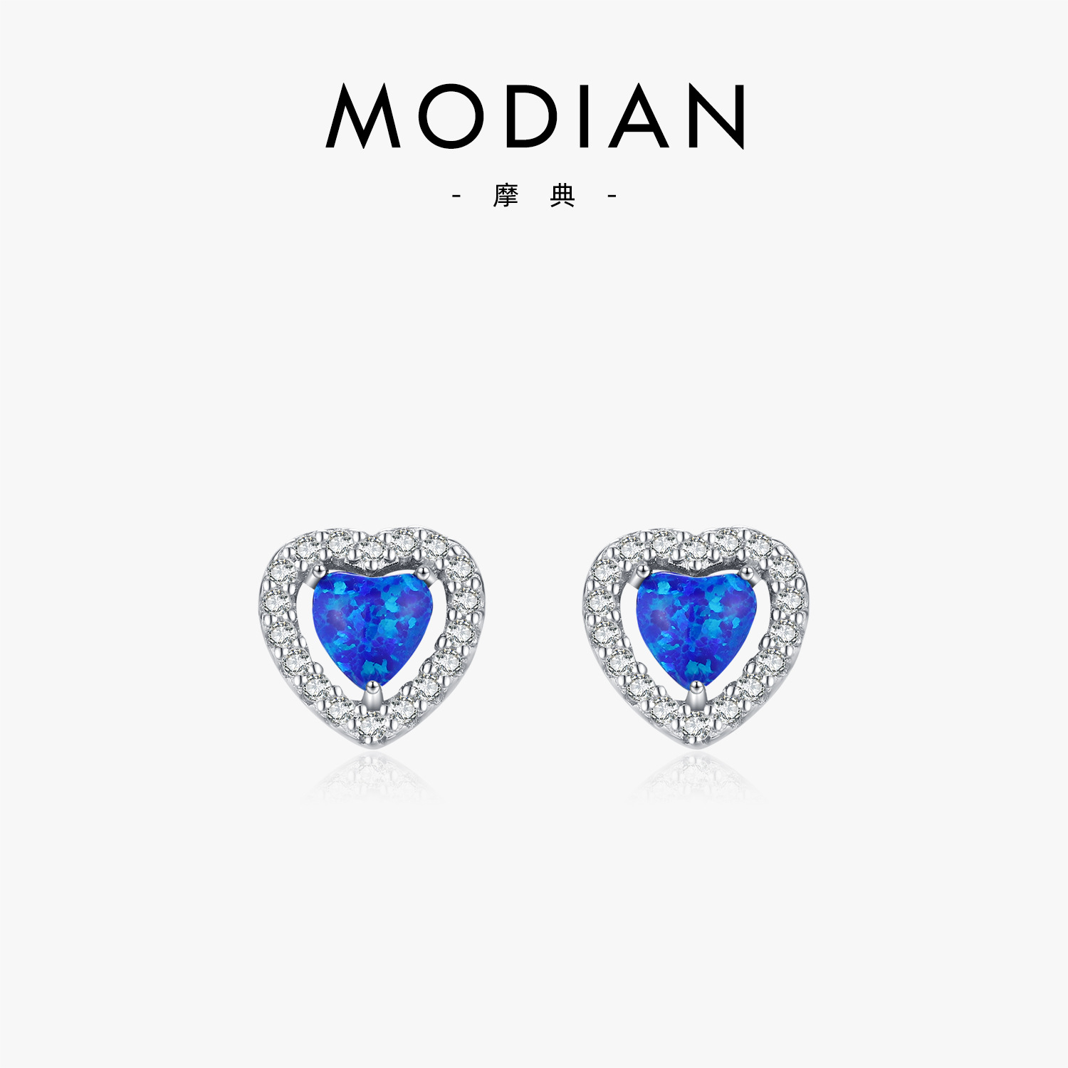 The S925 Sterling Silver Opal Heart Earrings