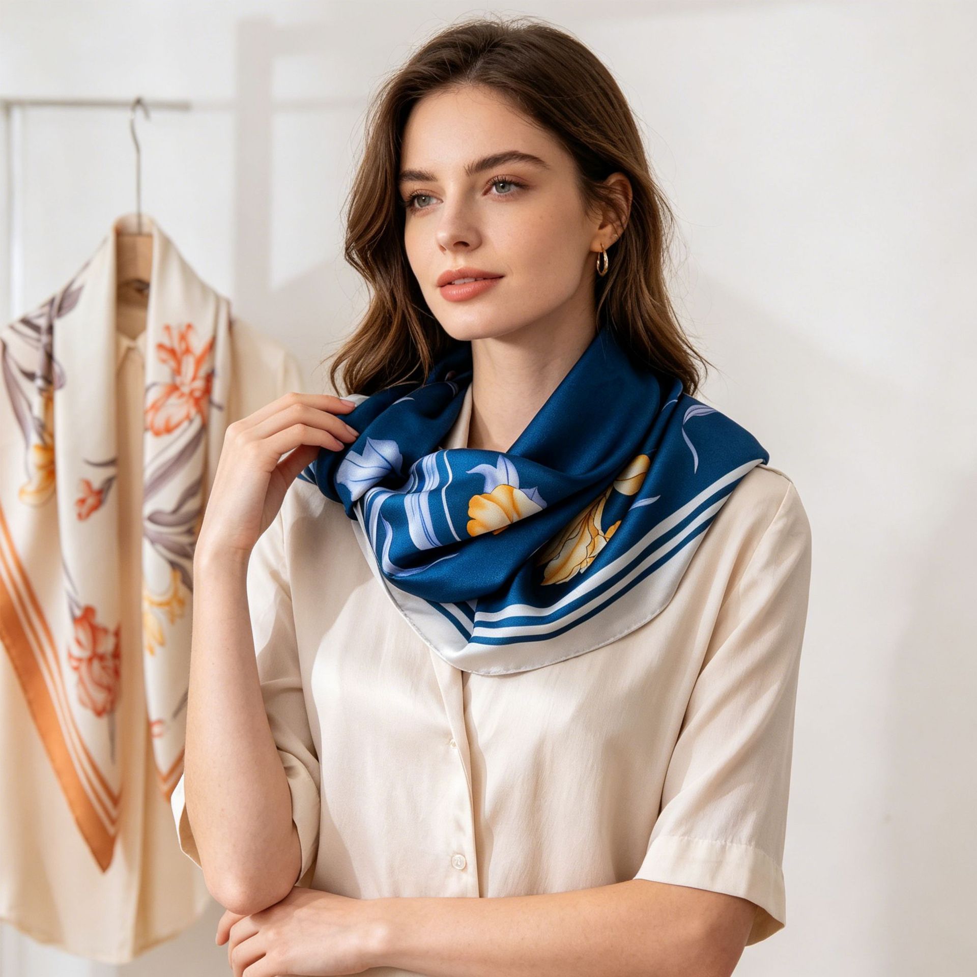 The Mulberry Silk Print Square Scarf with Gift Box