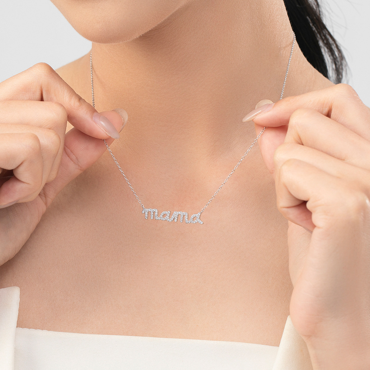 The S925 Sterling Silver Mama Pendant Necklace - Image 2