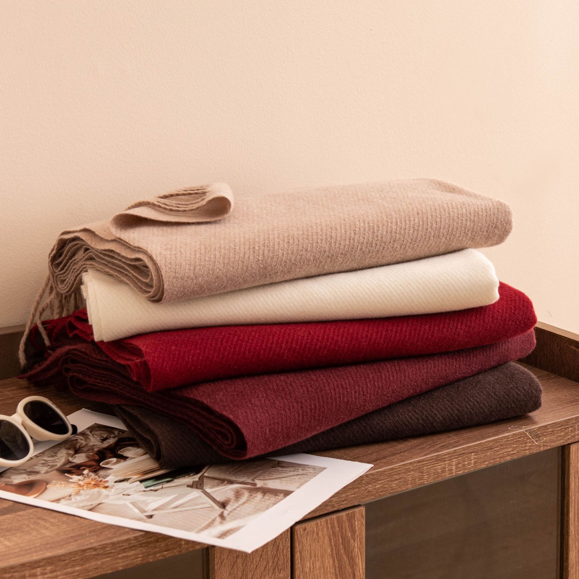 The Wool Blend Solid Long Scarf - Image 2