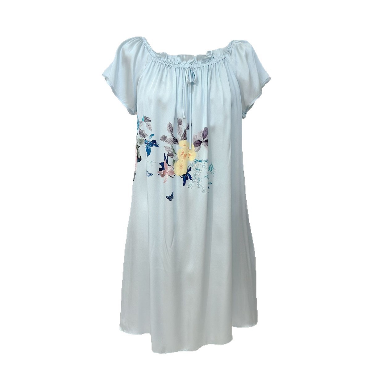 The 100% Mulberry Silk Off-Shoulder Babydoll Dress - Image 5