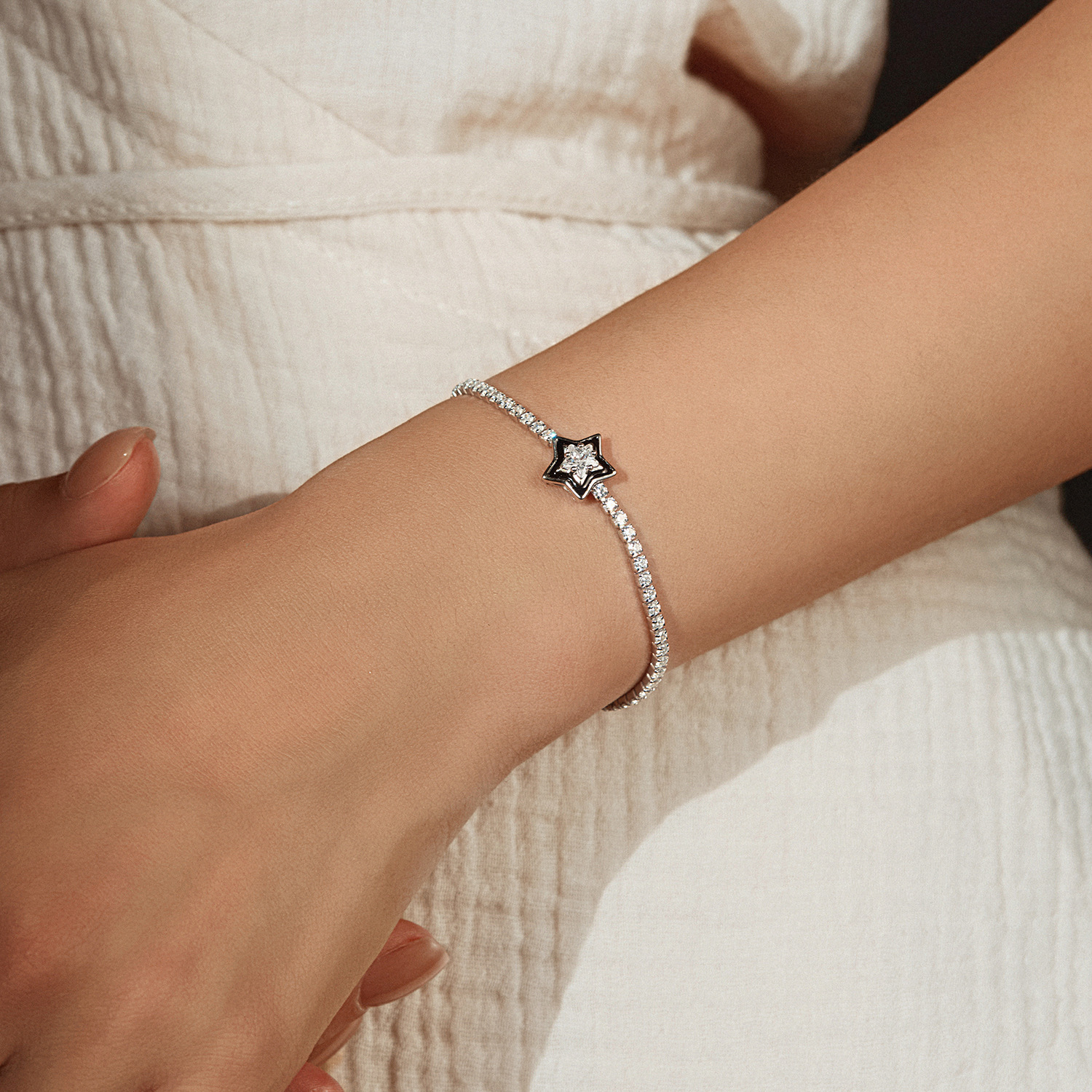 The S925 Sterling Silver Star Tennis Bracelet - Image 2
