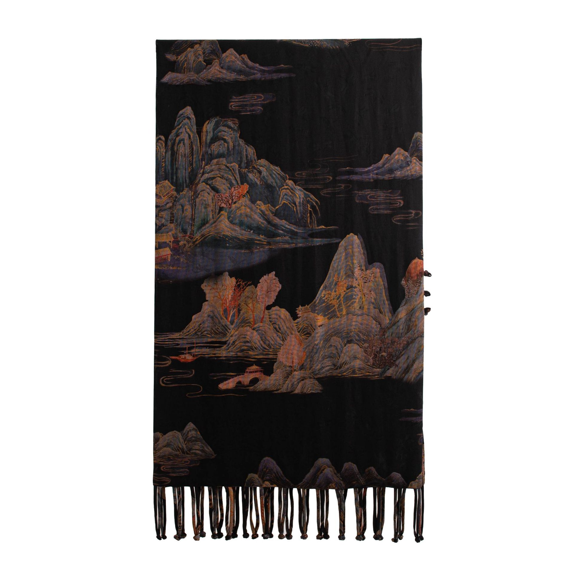 The Xiangyun Silk Double-Layer Scarf with Tassels and Frog Buttons - Image 5