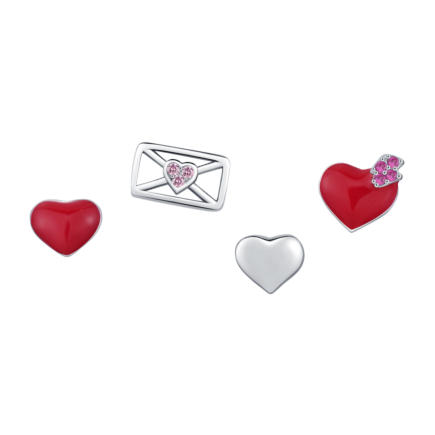 The S925 Sterling Silver Peach Heart Love Letter Earrings - Image 5