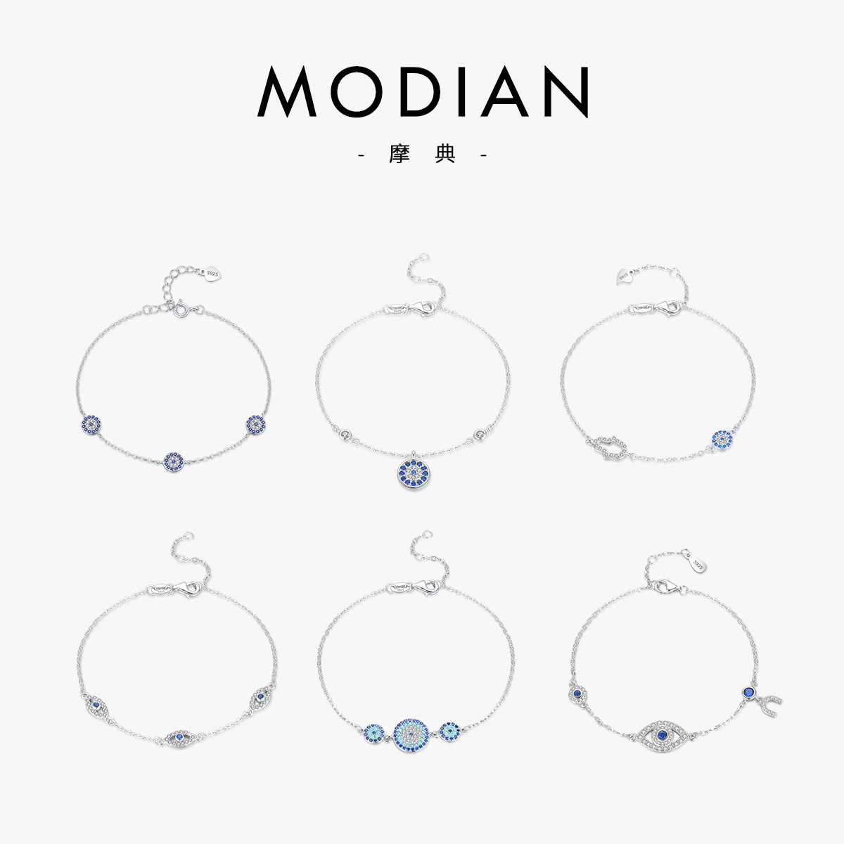 The S925 Sterling Silver Evil Eye Rhinestone Bracelet