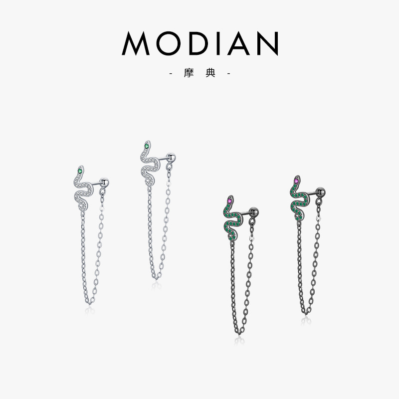 The S925 Silver Tassel Snake Earrings