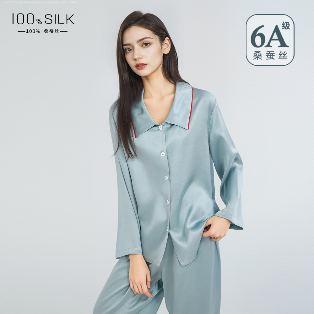 The 100% Mulberry Silk Long Sleeve Pajama Set - Image 2