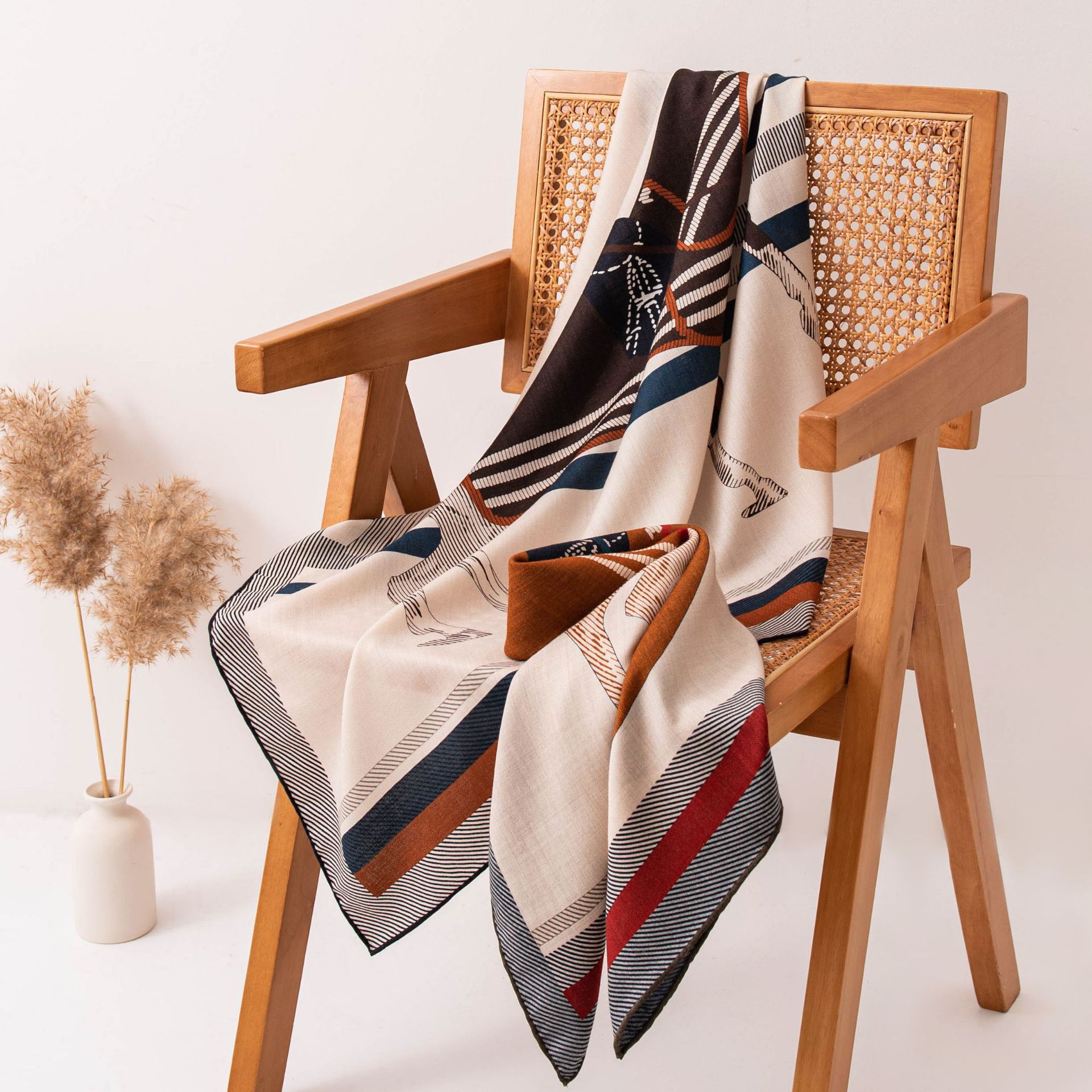 The Double-Sided Print Silk Wool Square Scarf