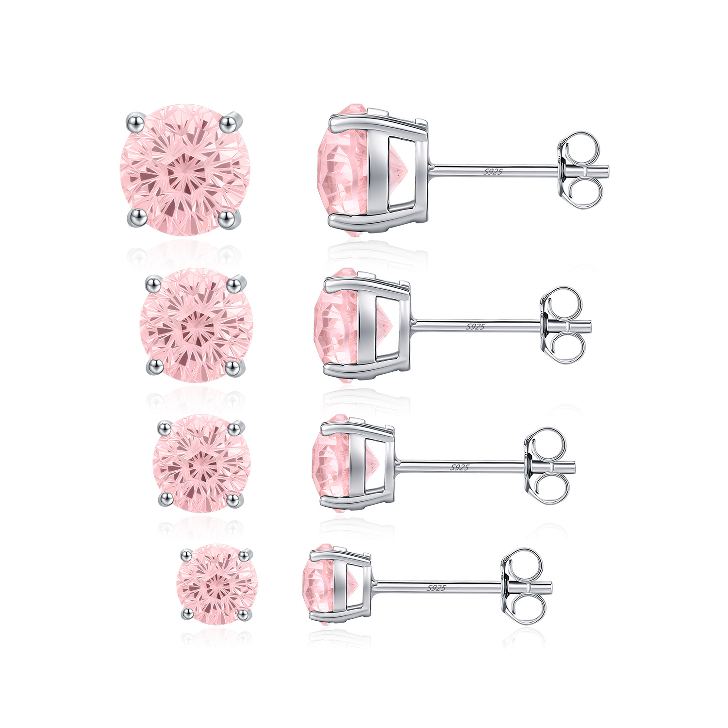 The S925 Sterling Silver Morganite Firework Stud Earrings - Image 5
