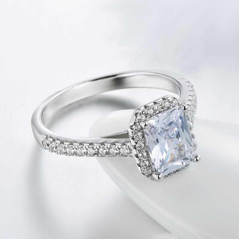 The S925 Sterling Silver Rectangle Zircon Ring - Image 3