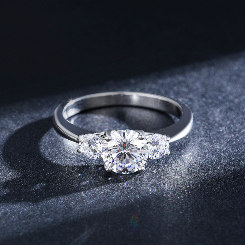 The S925 Sterling Silver Three-Stone Zirconia Ring - Image 3