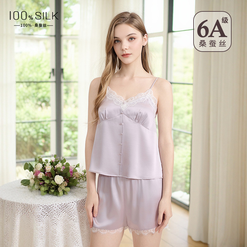 The 100% Mulberry Silk Pajama Set with Padded Bra - Image 3