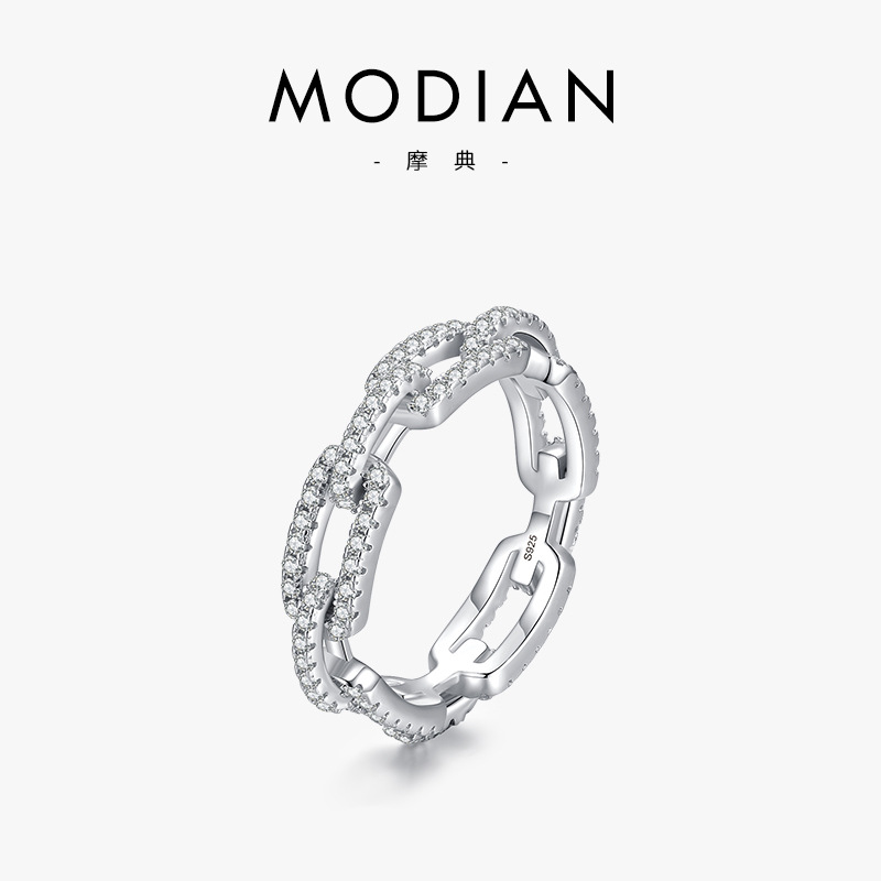 The S925 Sterling Silver Geometric Hollow Diamond Ring