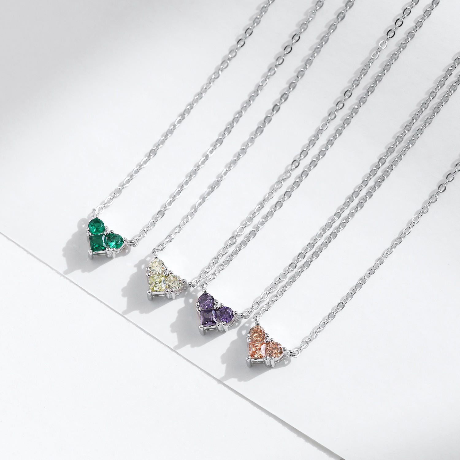 The S925 Sterling Silver Heart Diamond Birthstone Pendant - Image 4