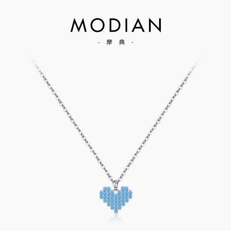 The S925 Vintage Turquoise Heart Silver Necklace