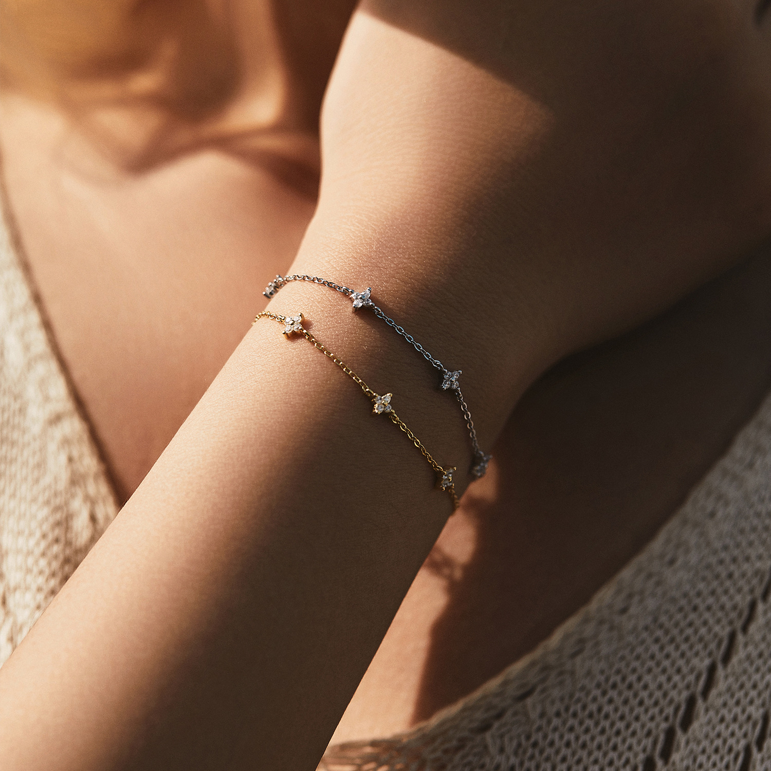 The Four Leaf Clover Diamond Sterling Silver Bracelet - Image 2