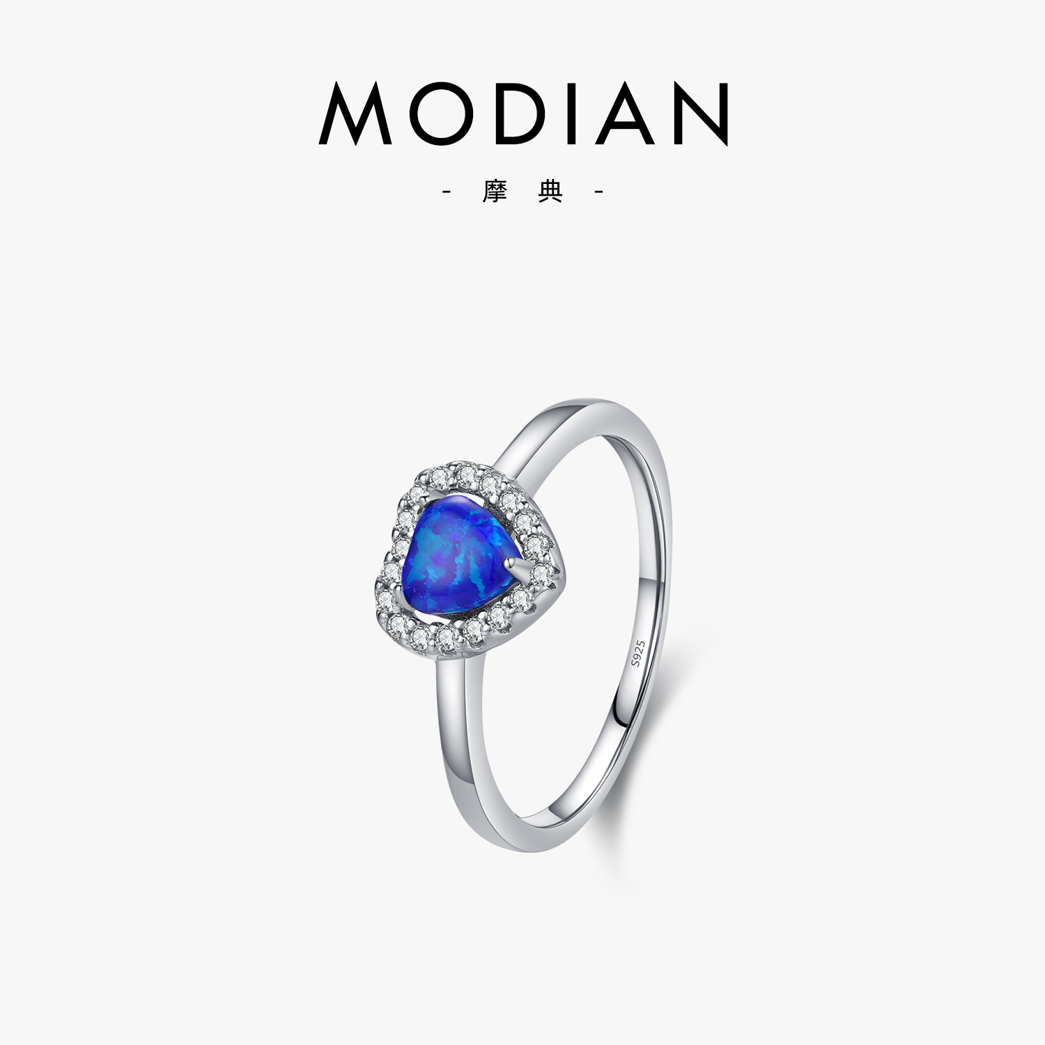The Opal Heart Knuckle Ring in S925 Sterling Silver