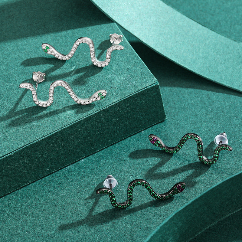 The S925 Sterling Silver Snake Earrings - Image 3