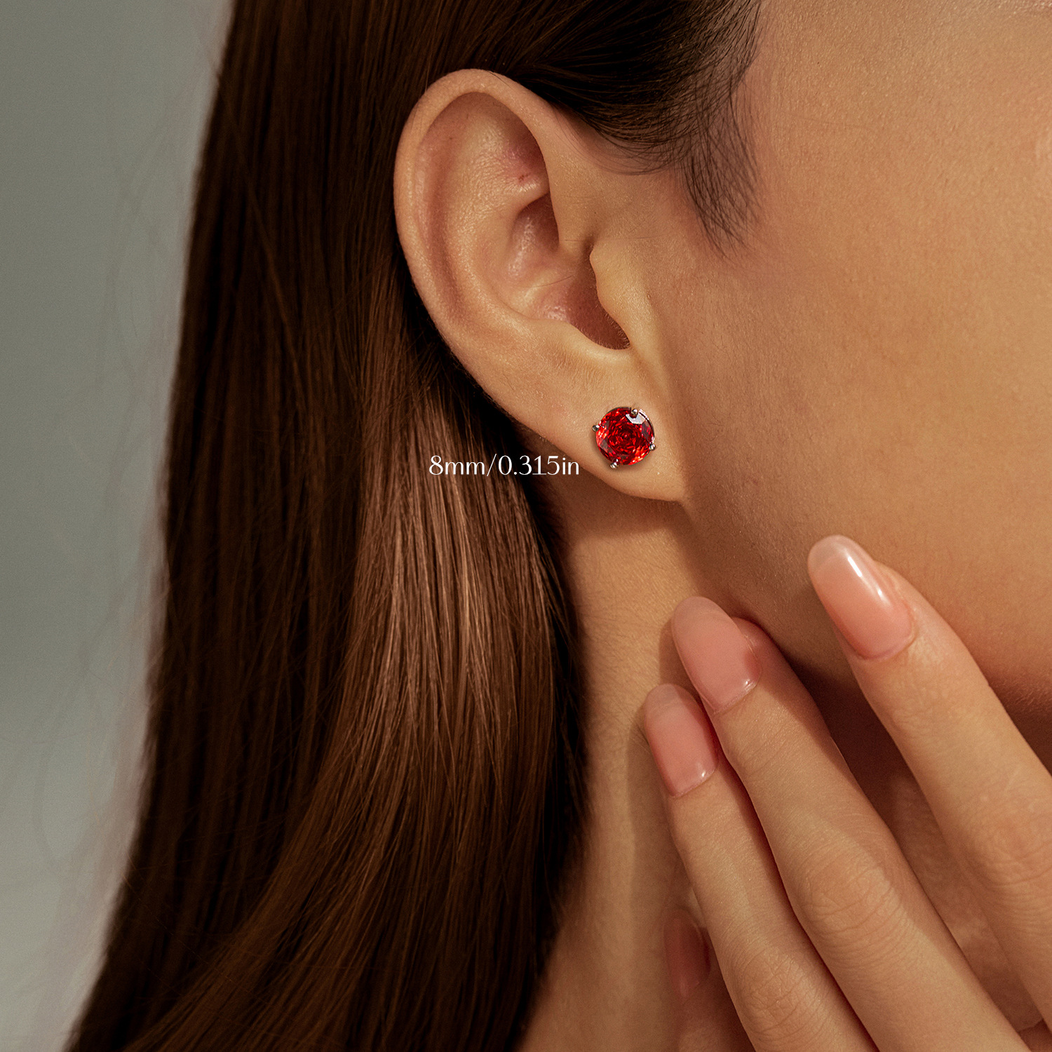 The S925 Sterling Silver Red Rose Cut Simulated Diamond Stud Earrings - Image 2