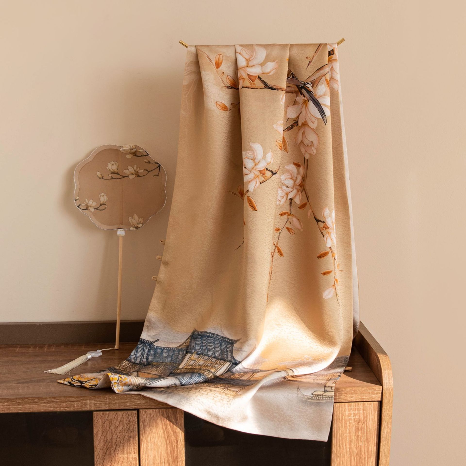 The Silk Satin Double-Layer Button Shawl