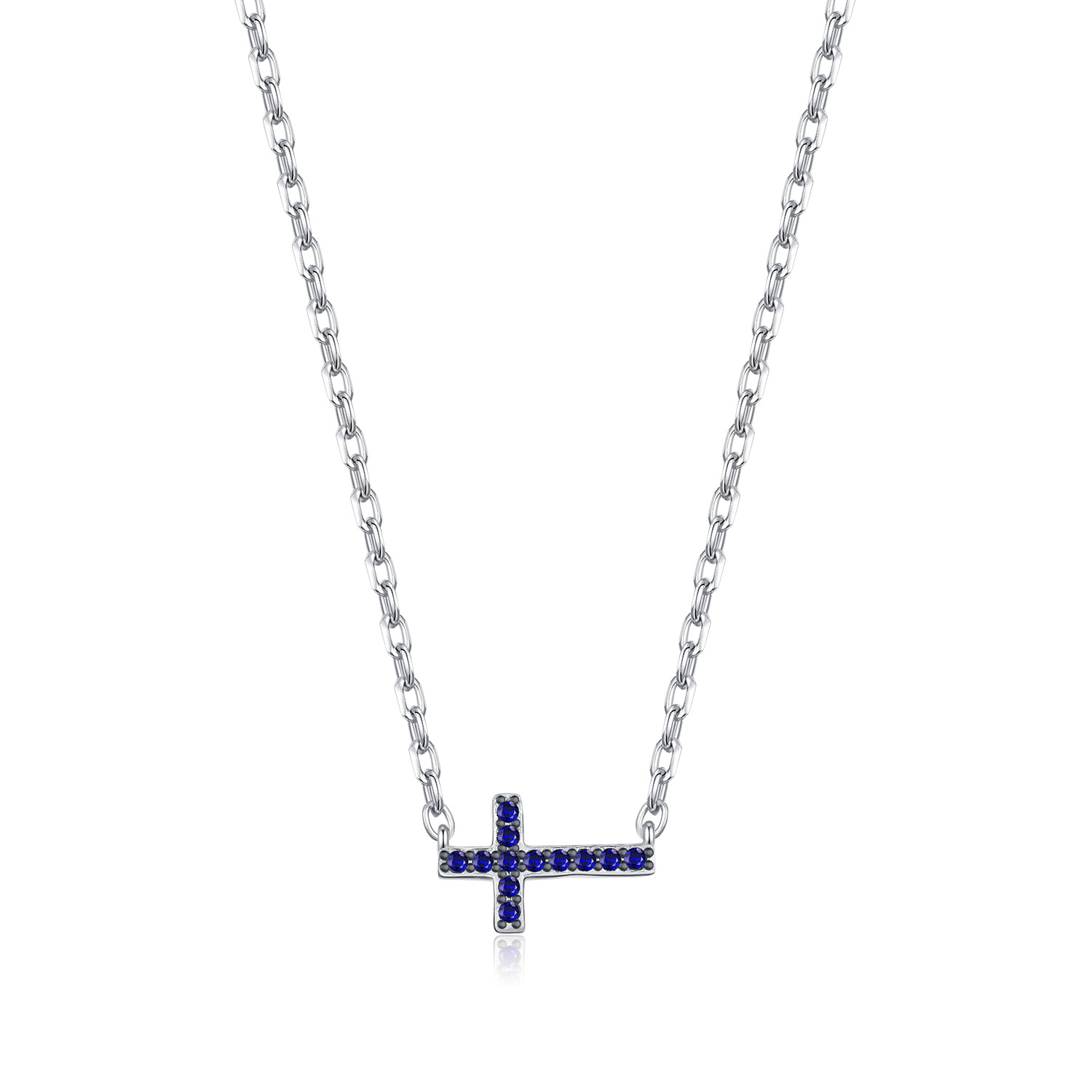 The S925 Sterling Silver Vintage Blue Cross Necklace - Image 5