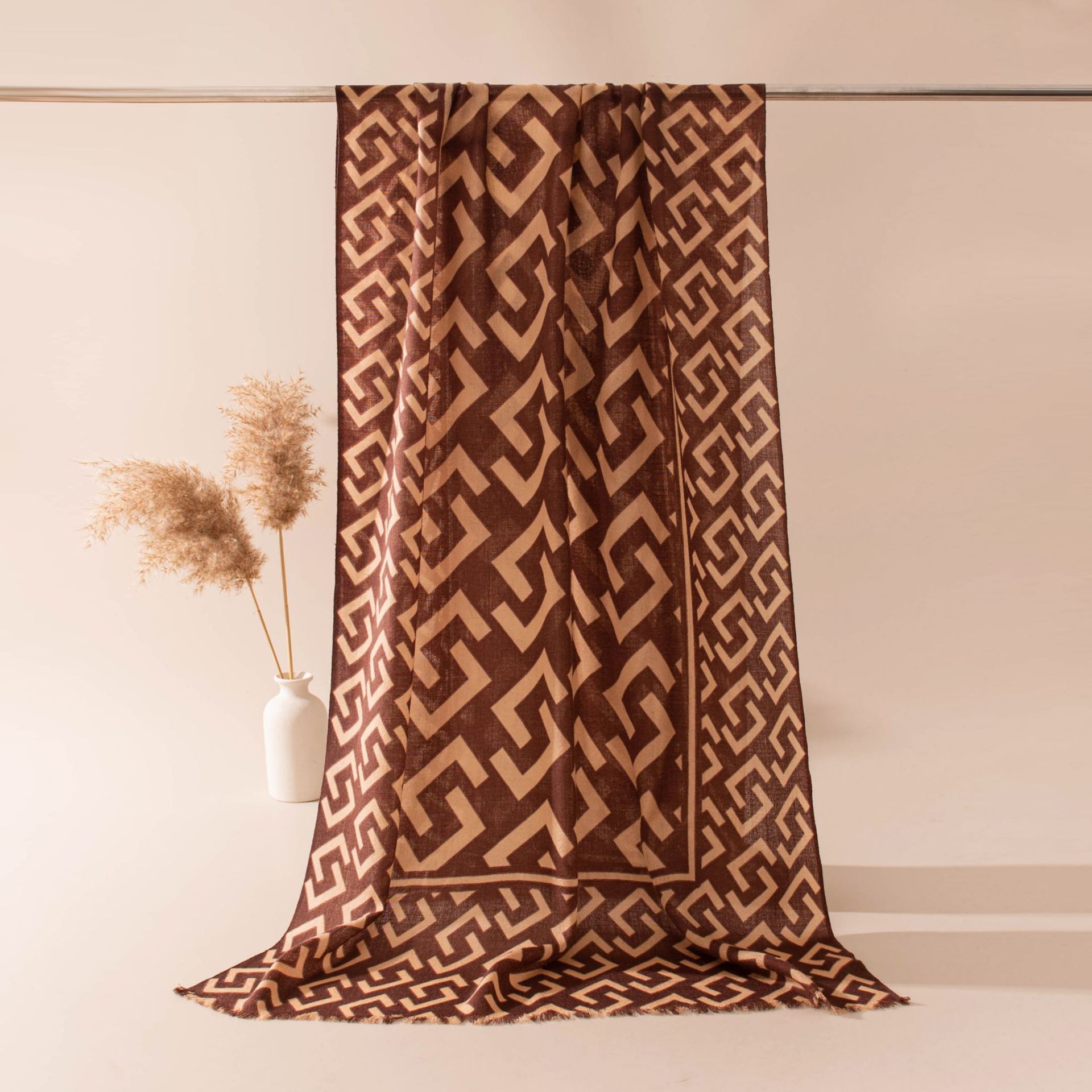 The Geometric Print Water-Soluble Wool Scarf