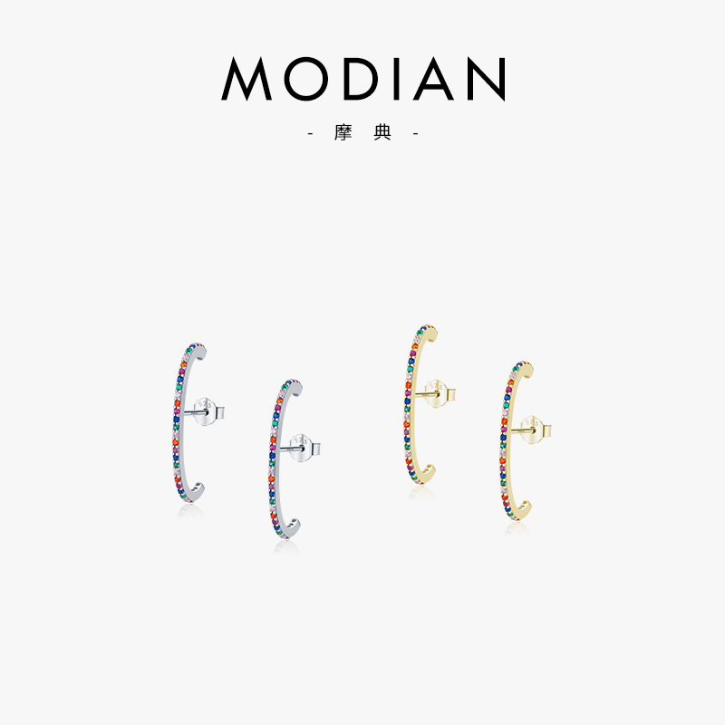 The S925 Sterling Silver Single Row Rhinestone Long Earrings
