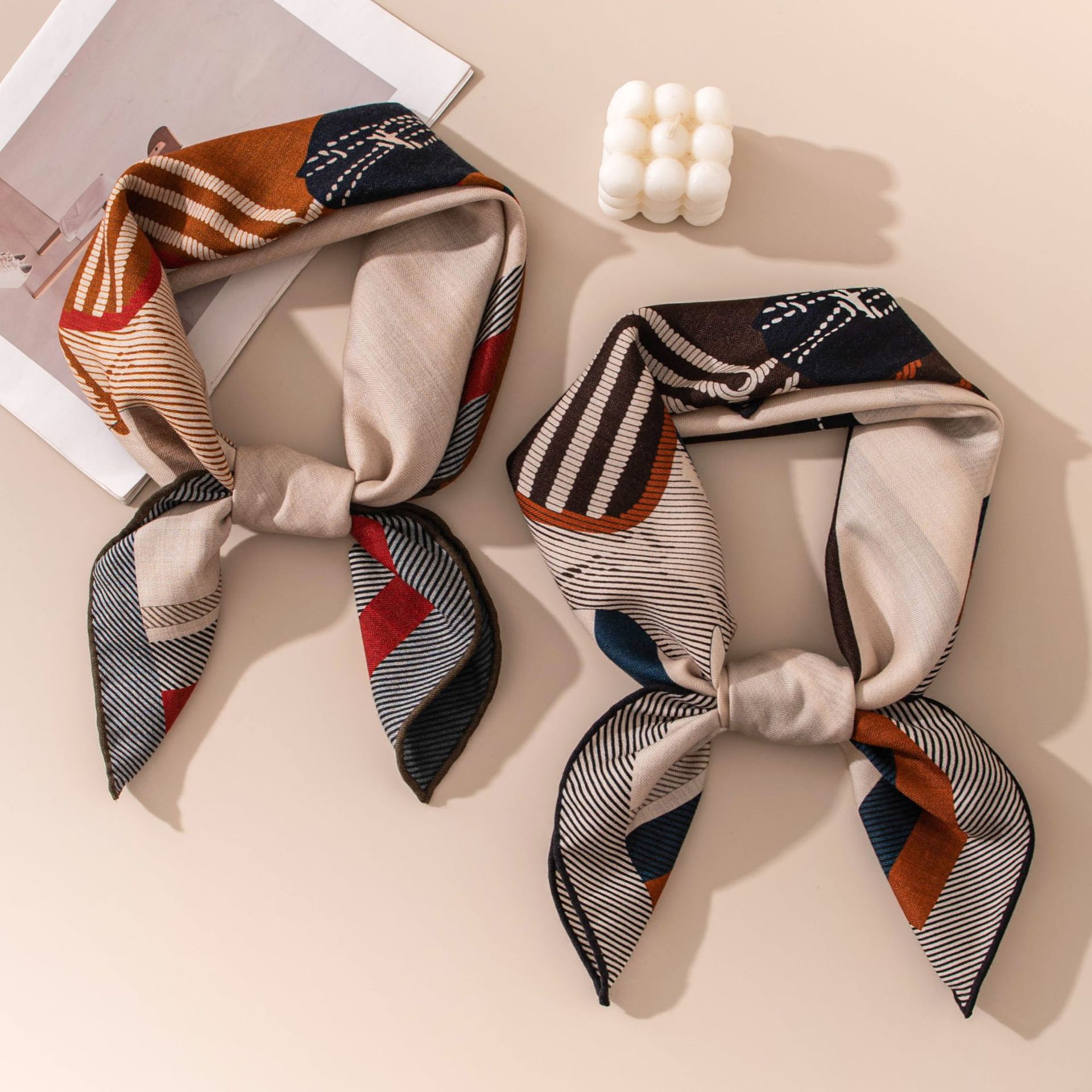 The Double-Sided Print Silk Wool Square Scarf - Image 4