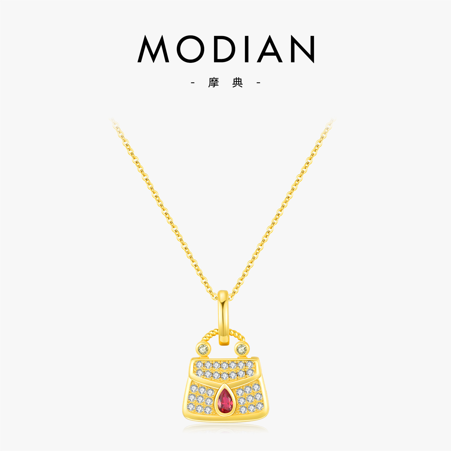 The Rhinestone Bag Pendant S925 Sterling Silver Necklace