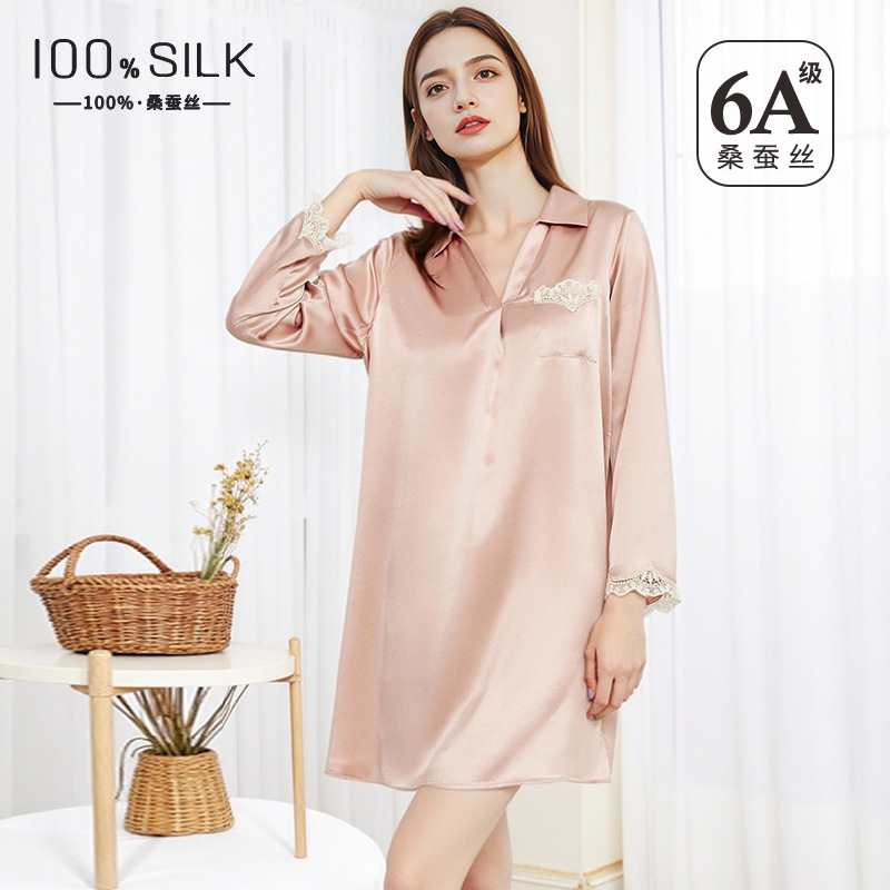 The 100% Mulberry Silk Long Sleeve Shirt Dress - Image 2