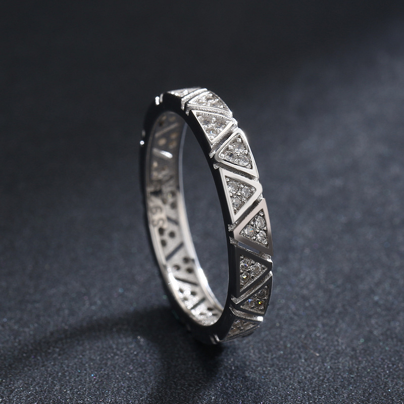 The S925 Sterling Silver Geometric Full Diamond Ring - Image 3