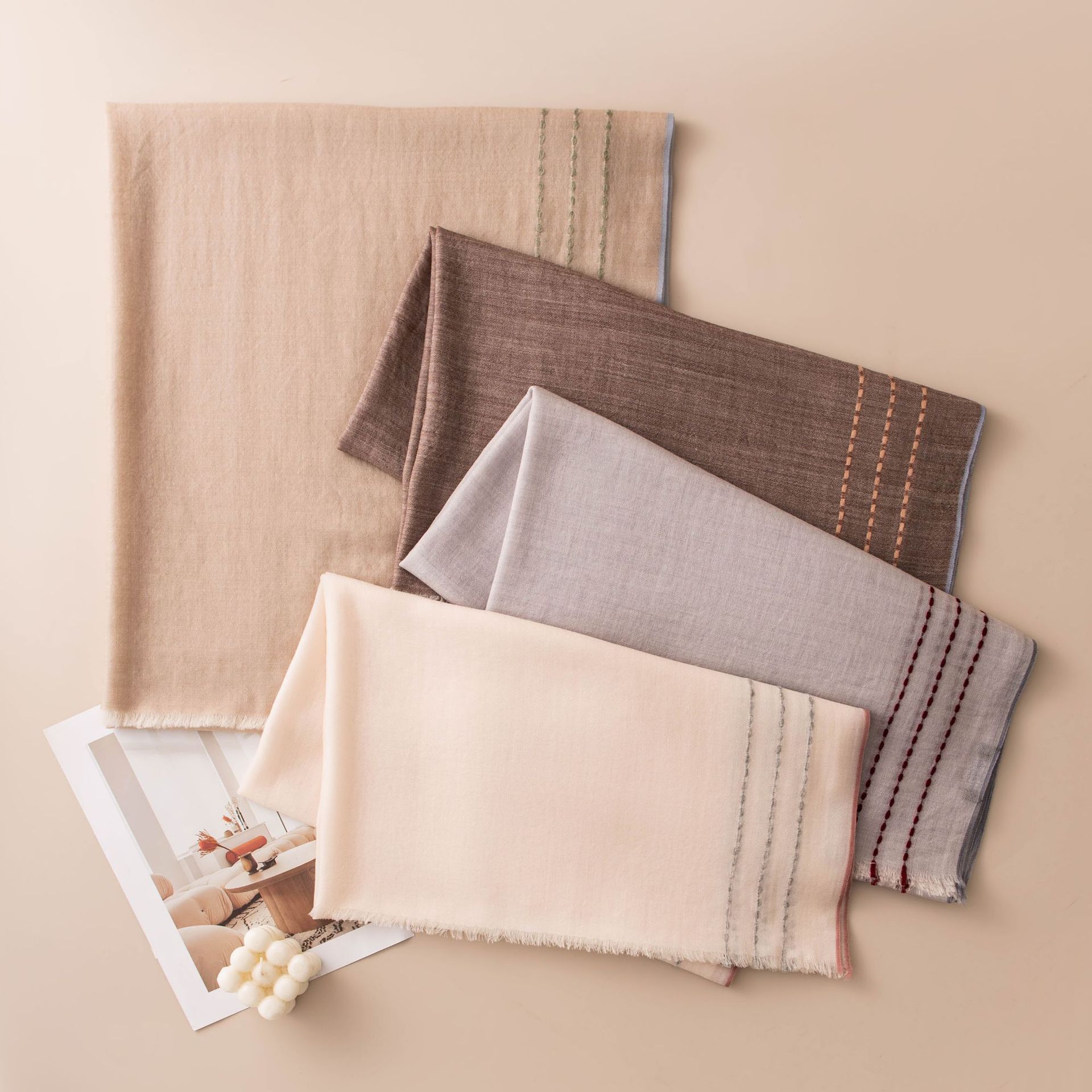 The 100% Wool Solid Color Long Scarf - Image 2