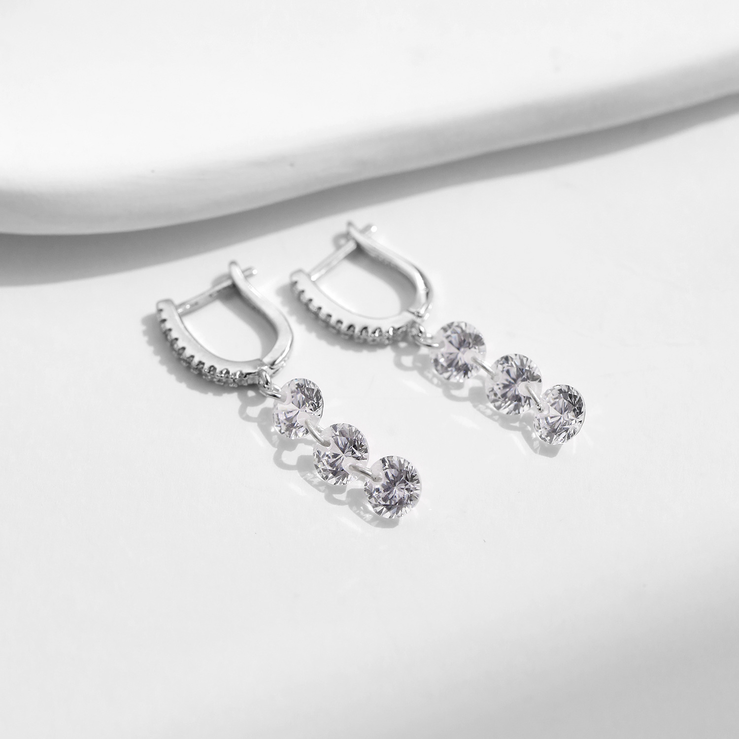 The S925 Sterling Silver Diamond Tassel Earrings - Image 4