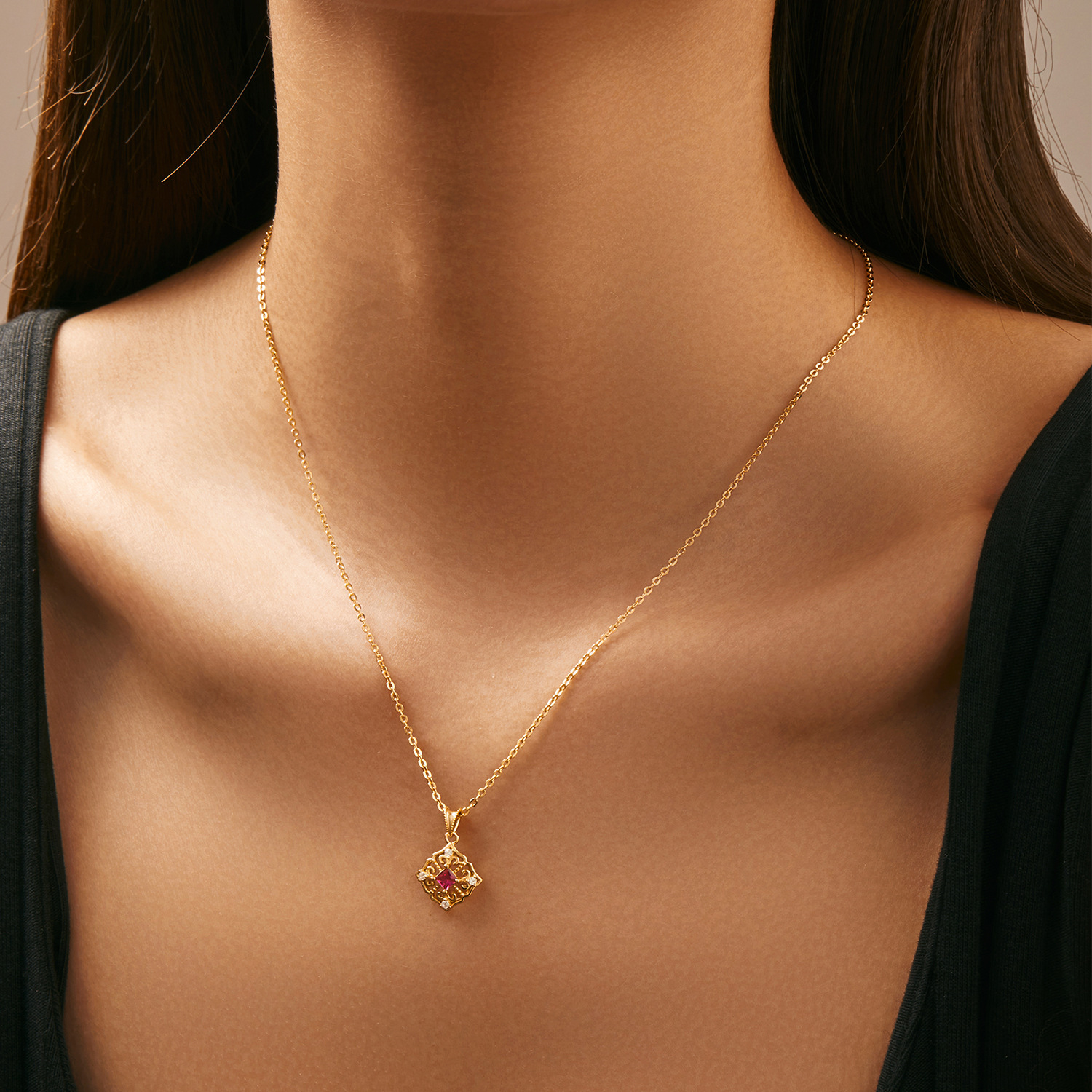 The S925 Sterling Silver Vintage Diamond Necklace - Image 2