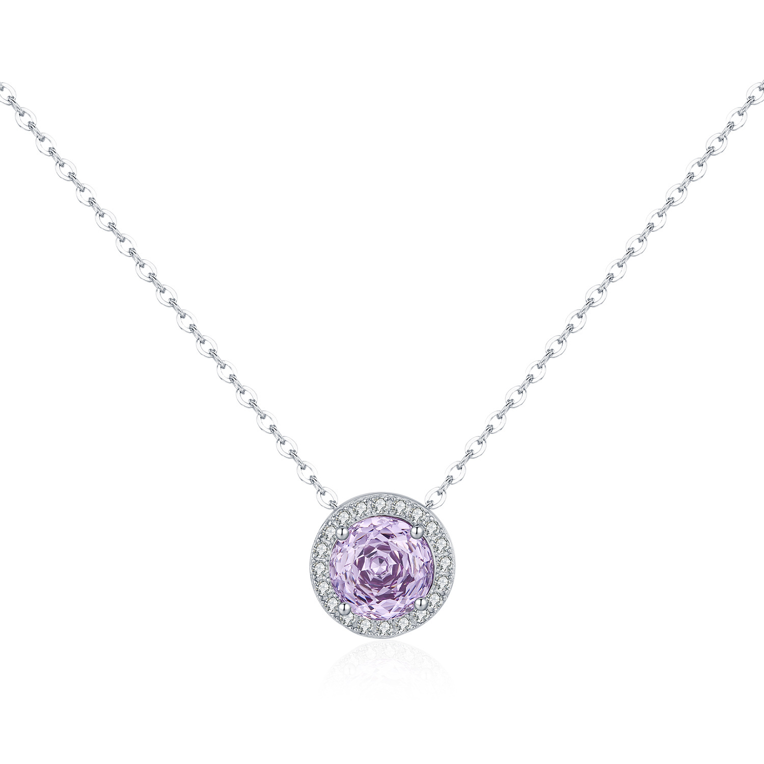 The S925 Silver Rose Cut Lavender Crystal Pendant Necklace - Image 5