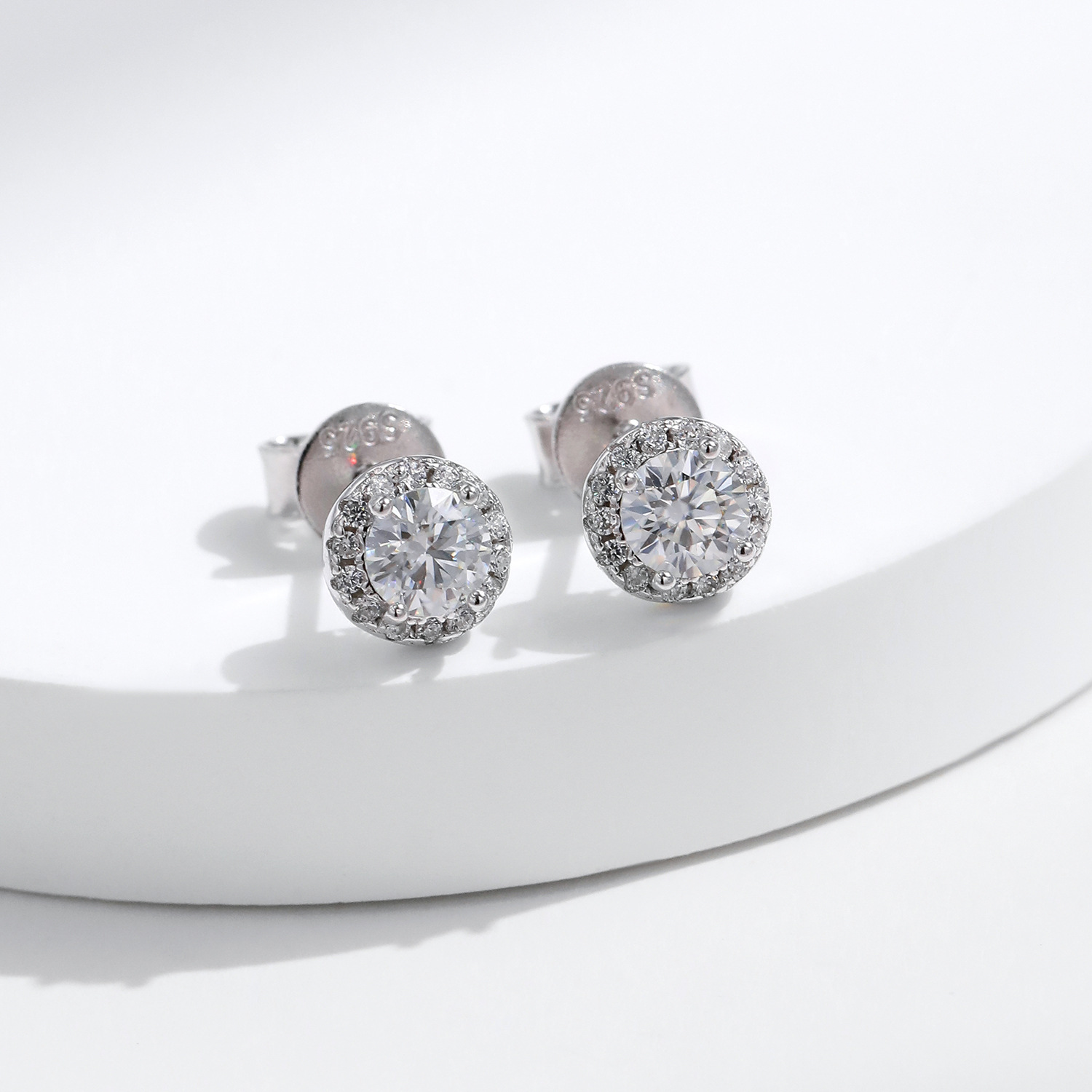The Moissanite Sterling Silver Round Earrings - Image 4