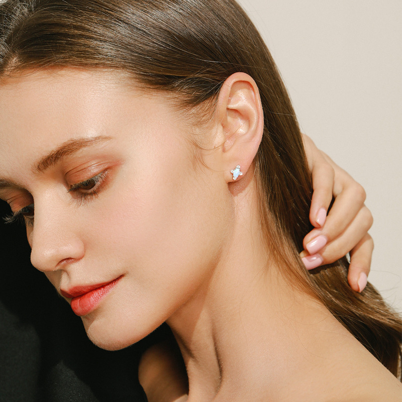 The S925 Silver Sweet Opal Earrings - Image 3