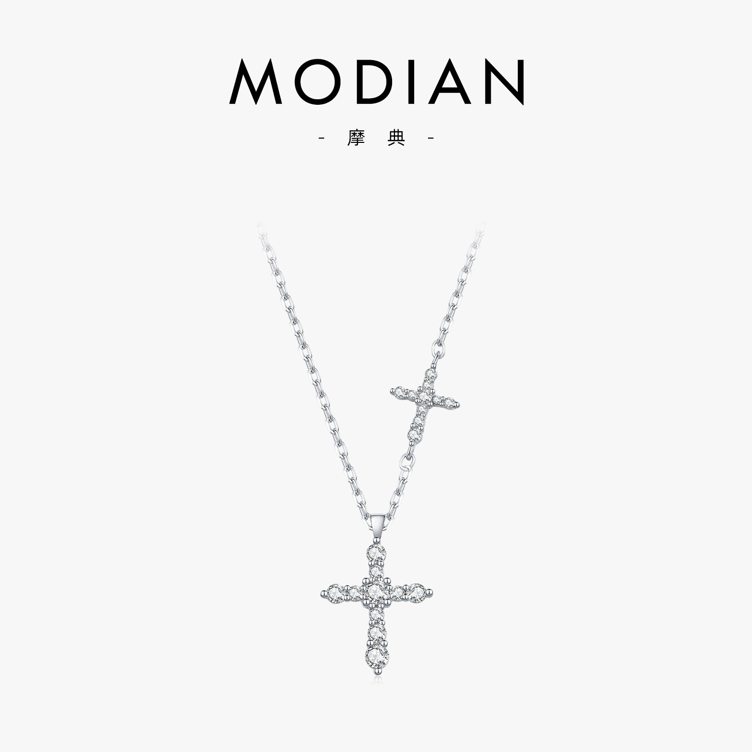 The D Color Moissanite S925 Sterling Silver Double Cross Necklace