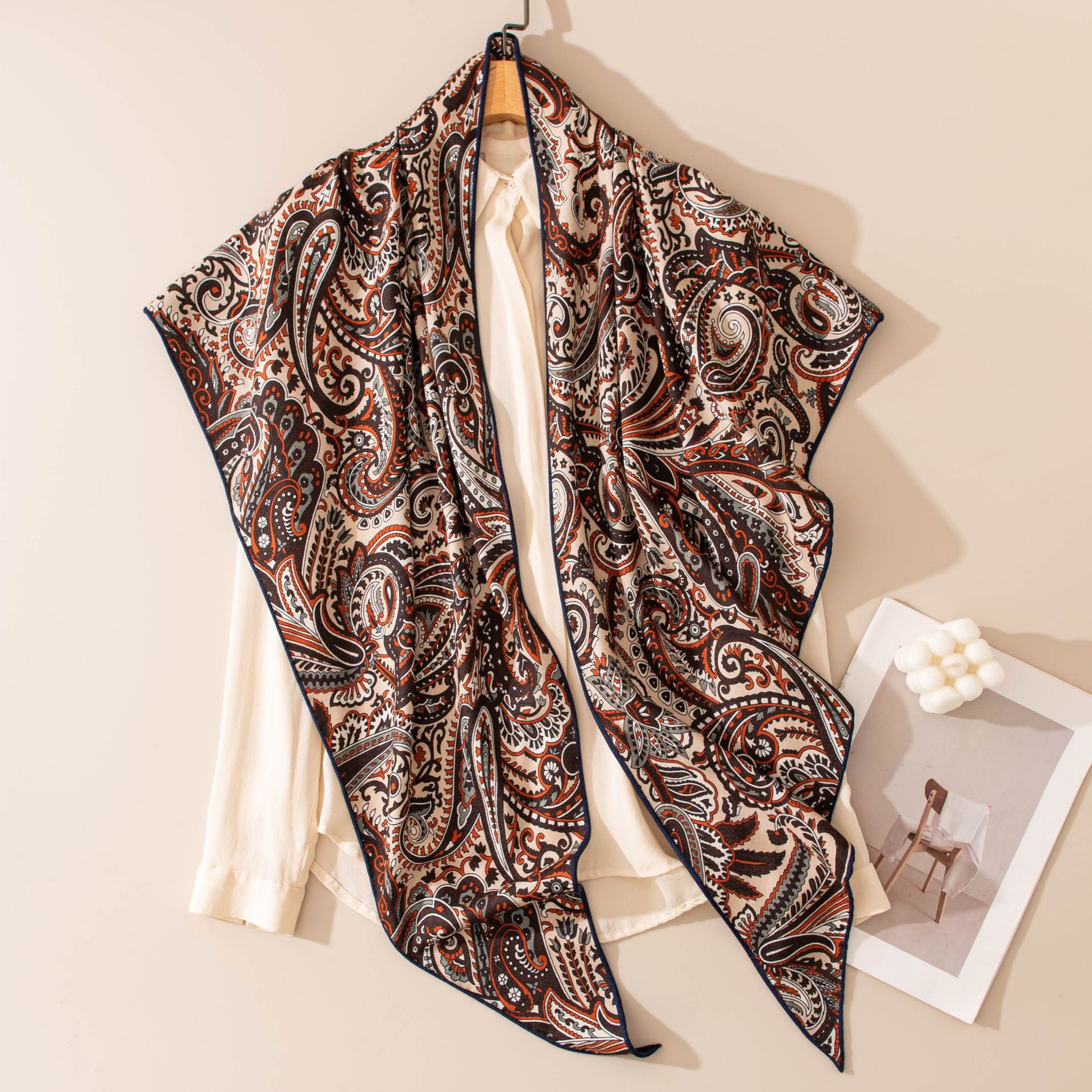 FHZ25-90232-1 Hand Rolled - Double-sided Orange and Blue Mixed Floral