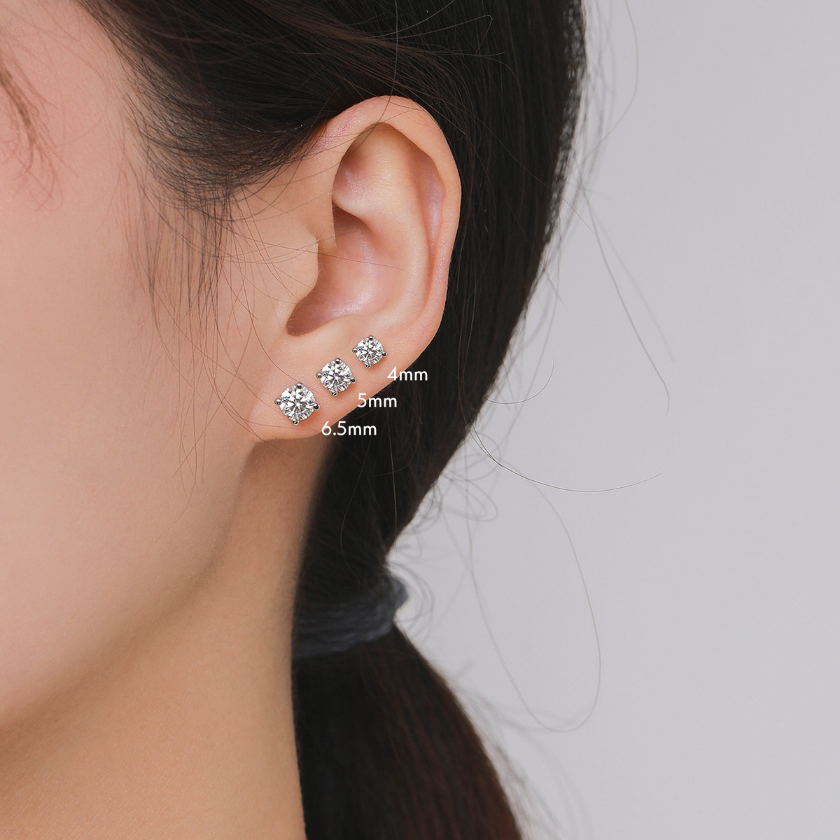The S925 Sterling Silver Moissanite Stud Earrings - Image 3