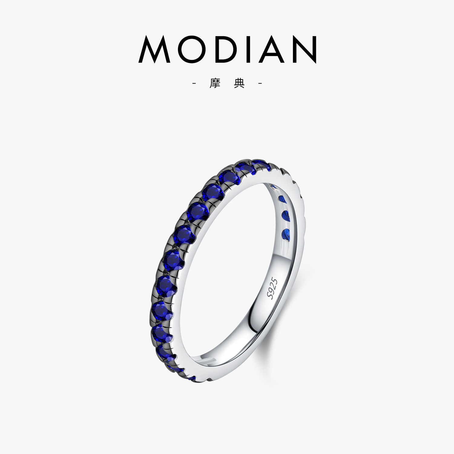 The S925 Sterling Silver French Vintage Blue Diamond Ring