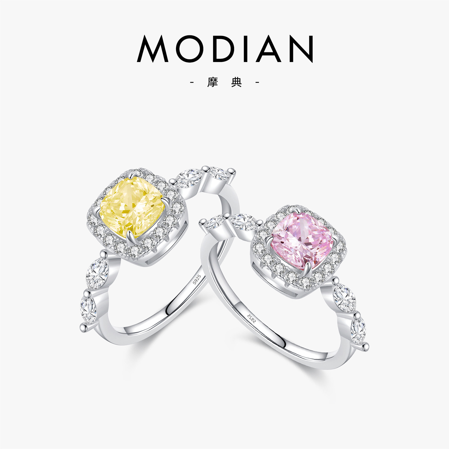 The S925 Sterling Silver Crystal Rhinestone Ring