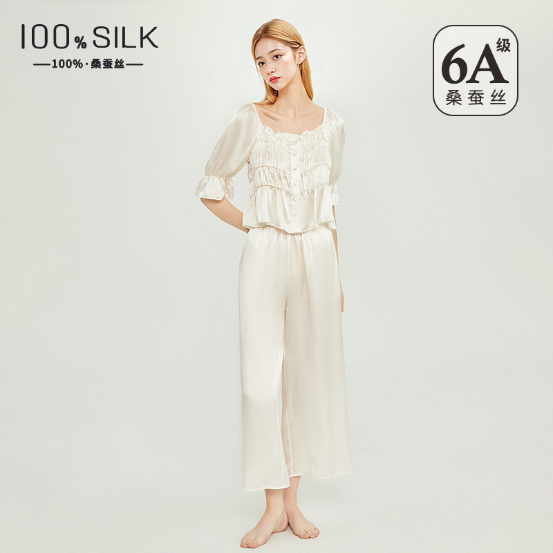 The 100% Mulberry Silk French Style Pajama Set - Image 3
