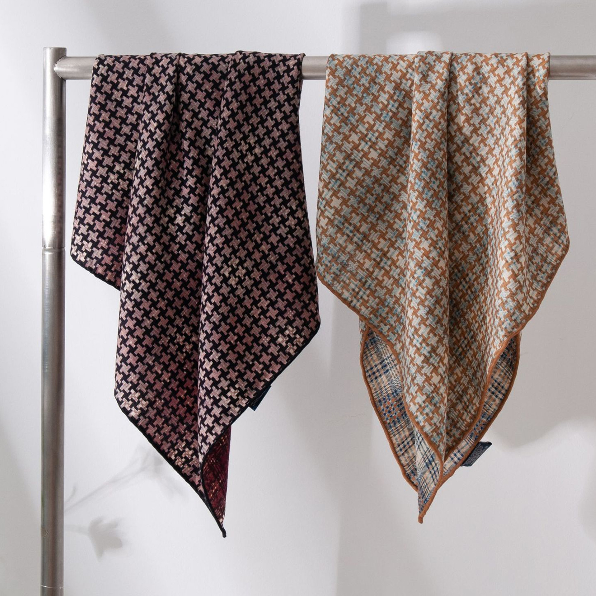 The Houndstooth Silk Wool Reversible Neck Scarf