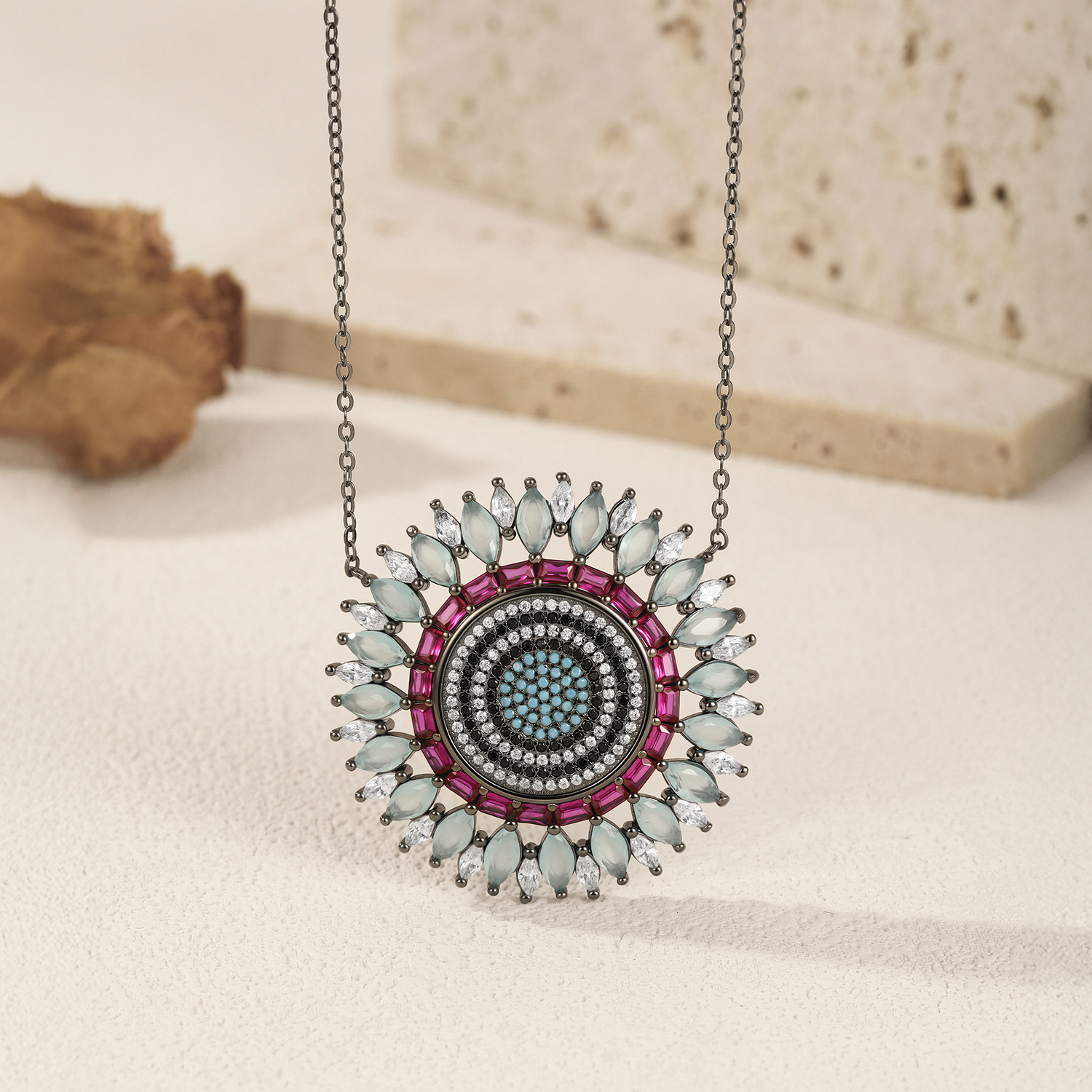 The S925 Sterling Silver Full Diamond Pendant Necklace - Image 4